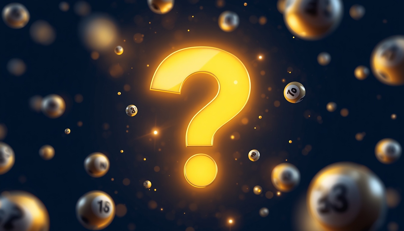 Glowing golden question mark surrounded by lottery numbered balls, FAQ concept on Bajilive