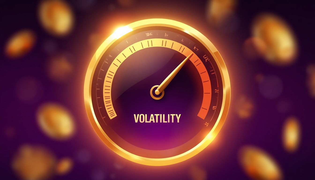 Glowing volatility meter gauge dial for slot games